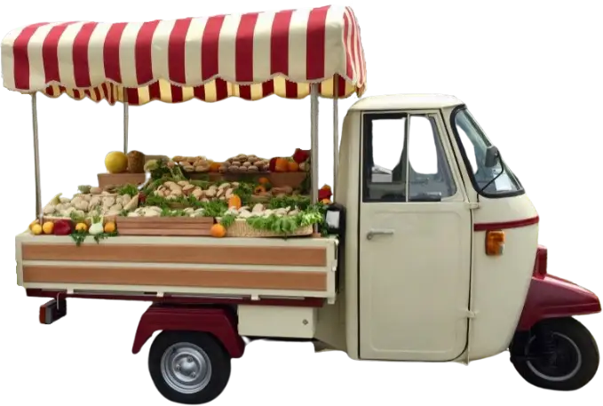 Street-food Ape van at a wedding in Rome