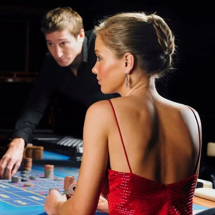 Guests at a wedding casino table