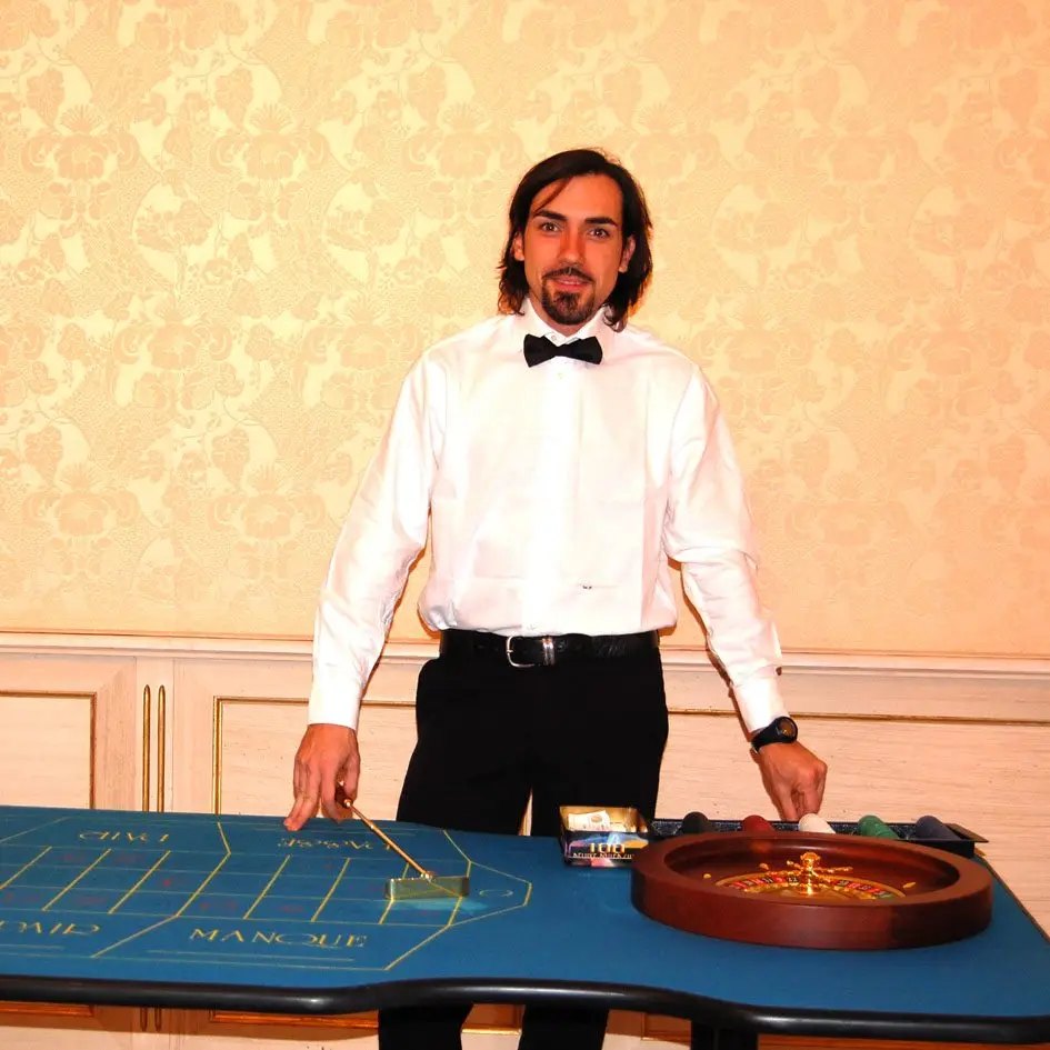 Croupier at a wedding casino table