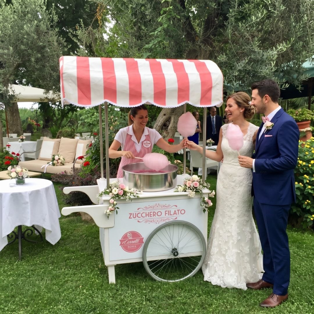 Cotton candy cart at a wedding in Rome