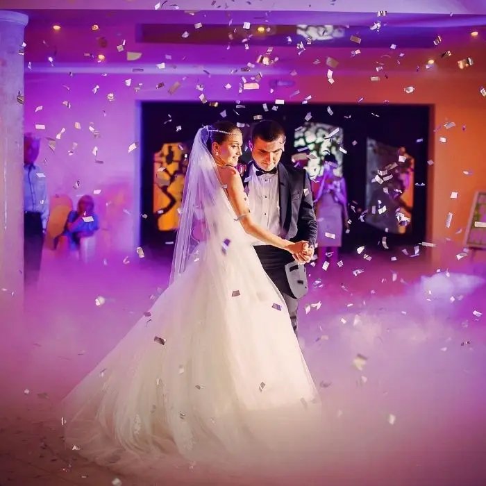 Confetti effect at a wedding