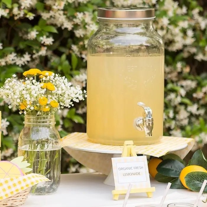 Lemonade dispenser at a wedding