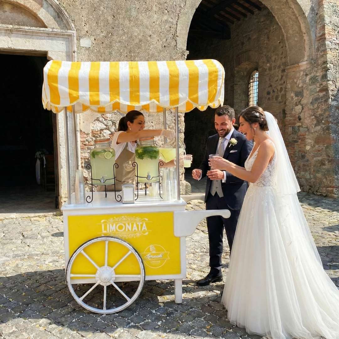 Lemonade cart at a wedding in Rome