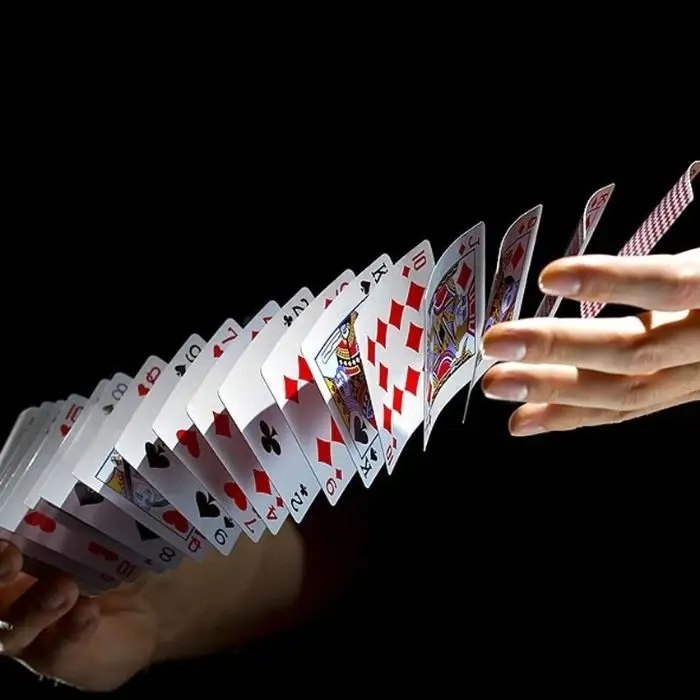 Close-up card magic at a wedding