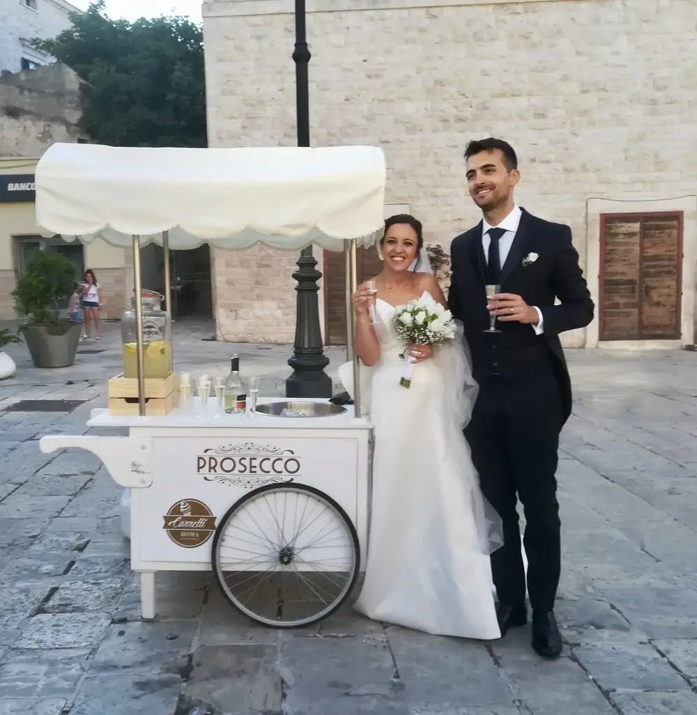 Prosecco cart at a wedding in Rome