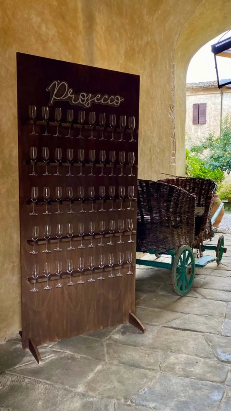 Elegant prosecco wall at a wedding