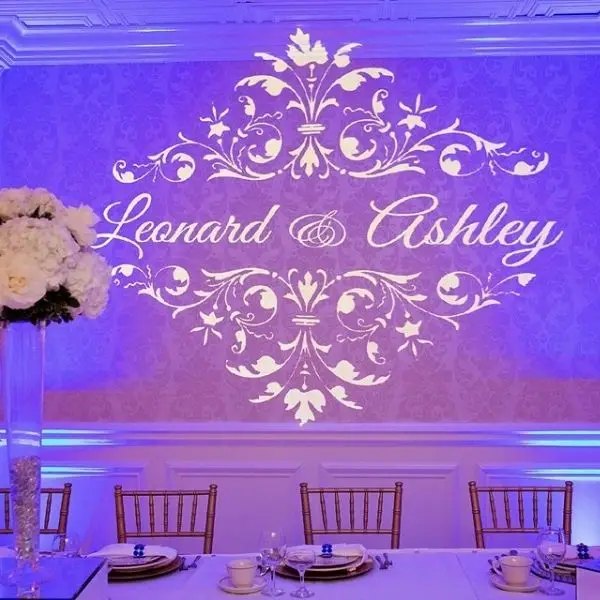 Personalised projection at a wedding in Rome