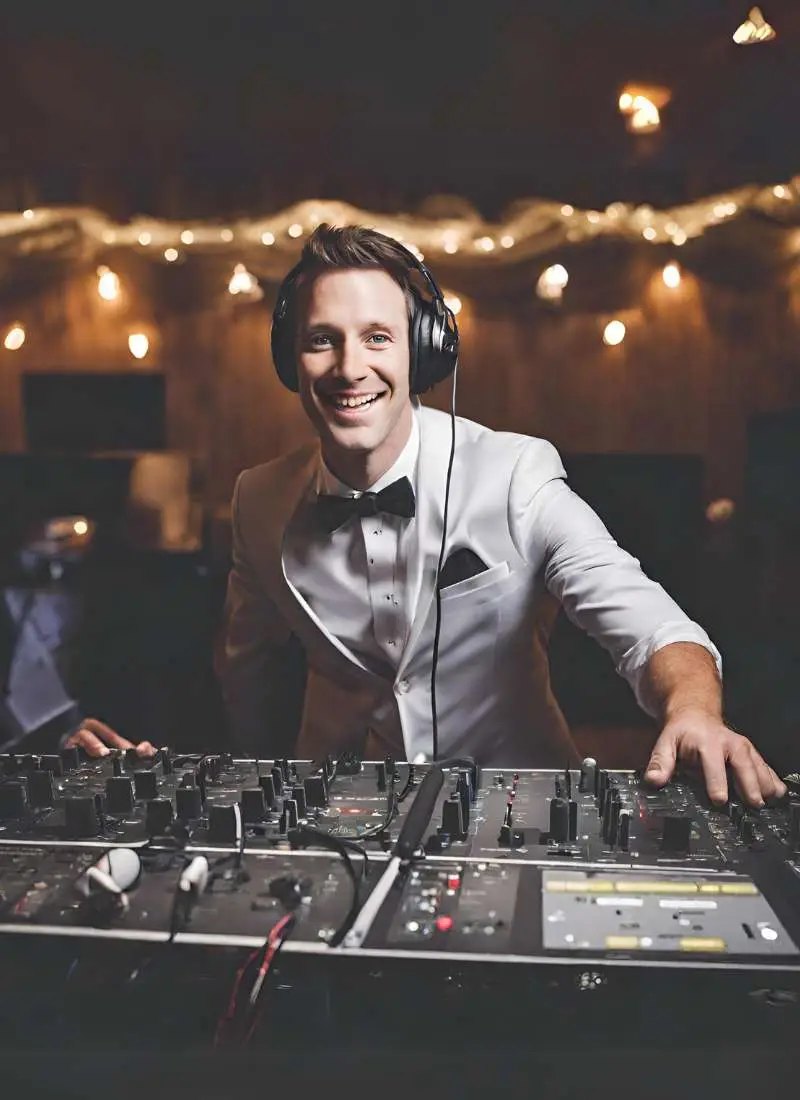 Wedding radio DJ broadcasting live
